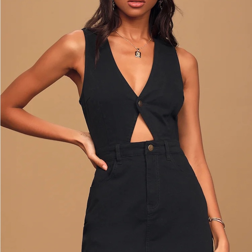MINKPINK Minxy Black Denim Cutout Mini Dress